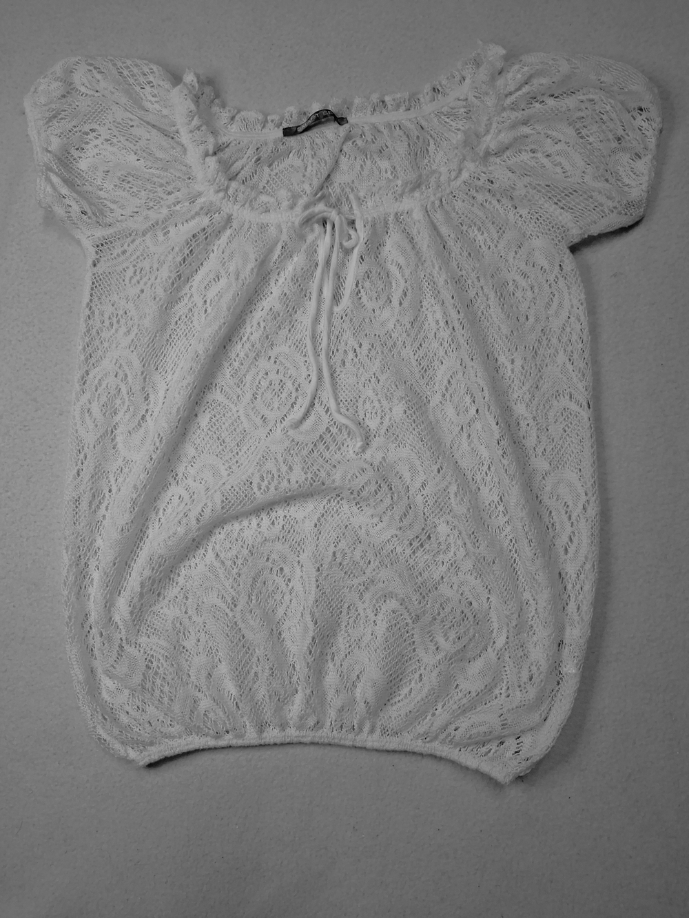 Smart Set White Lace Puff-Sleeve Peasant Blouse
